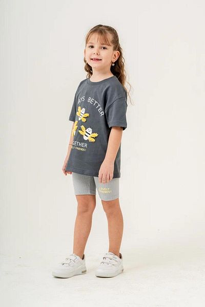 FYONCH Lase Embroidered Shorts Leggings Girls Set