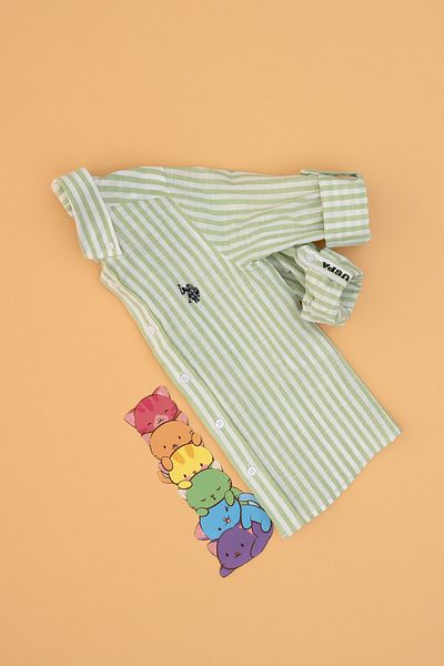 U.S. Polo Assn. قميص للأولاد باللون الأخضر الفستقي بأكمام طويلة 50306566 -VR087