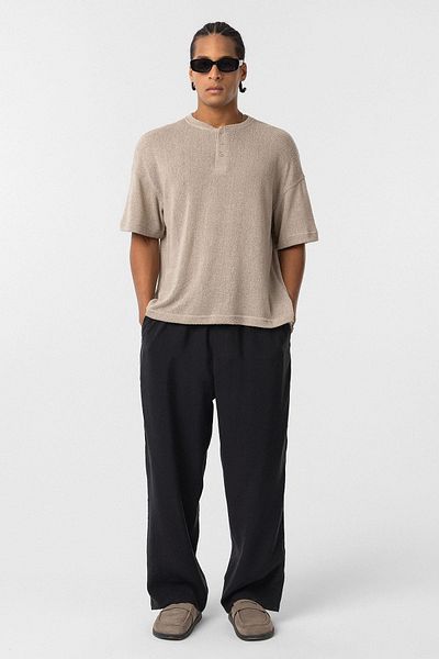 VAMOSCLO Baggy Fit Modal Fabric Trousers Black
