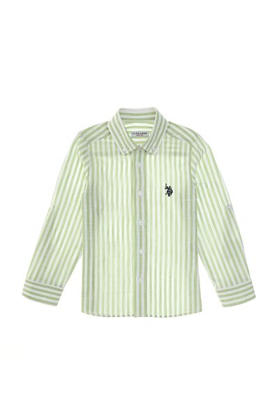 U.S. Polo Assn. قميص للأولاد باللون الأخضر الفستقي بأكمام طويلة 50306566 -VR087