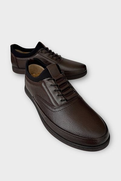 Liger Ανδρικά παπούτσια από γνήσιο δέρμα Smart Lace-Up Casual ΚΑΦΕ