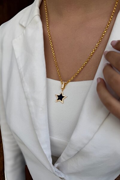 Utku Kuyumculuk 22 AYAR ÖZEL TASARIM SİYAH MİNELİ YILDIZ UÇ