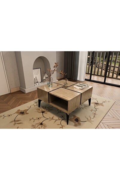 Derya Dekor NİRVANA ORTA SEHPA TRAVERTEN-SİYAH