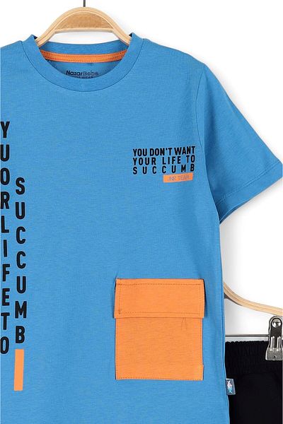 Ege Bebek Boy's Summer T-Shirt and Shorts Suit for Ages 2-14
