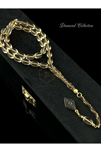 TESBİH-İ ALA DİAMOND COLLECTİON Şeffat Tonda Ateş Kehribarı Tesbih