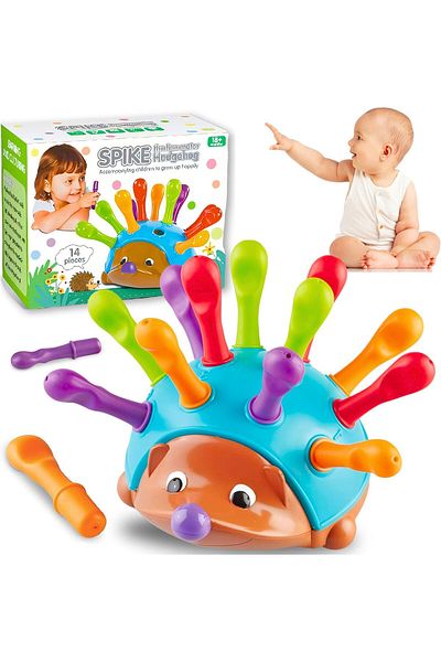 AWH Spike The Fine Motor Hedgehog, 14-Piece Toddler Toy for Fine Motor Skills & Sensory Play