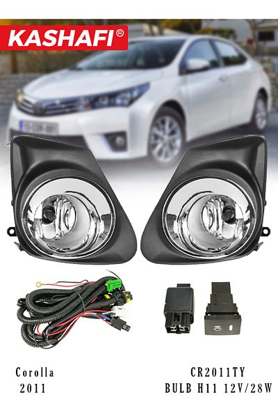 Kashafi Fog Lamp Kit for Toyota Corolla 2011, H11 Bulb 12V 28W, Complete Wiring Set
