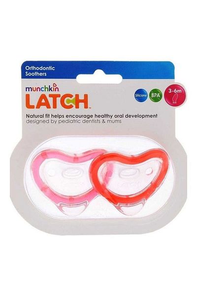 Munchkin Munchkin Latch Orthodontic Pacifier Set 2 Pieces Red and Pink