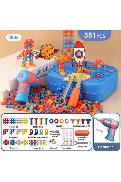 Choice Blue 351pcs 351stk/211stk Children Diy Tool Toys Set Electric Drill Screw Nuts Puzzle Toy Pretend Pl
