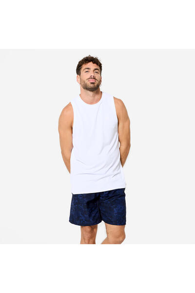 Decathlon Domyos Erkek Bisiklet Yaka Sporcu Atleti - Beyaz