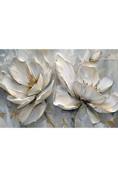 Aden DEKORATİF BEYAZ ÇİÇEK KANVAS TABLO