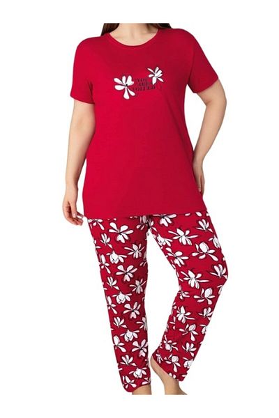 GUAVA+ Crew Neck Buttonless Women's Pajama Set Plus Size Summer Short Sleeve