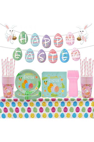 Miotlsy Set veselă pentru petrecerea de Paște, hârtie, multicolor, 86 buc