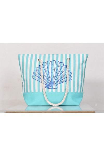 Generic Stylish beach bag with a linen lining and a hemp rope handle, large capacity, water resistant