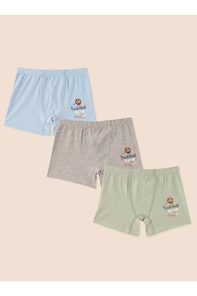 natuline Boy's Organic Cotton Boxer 3-Piece Basketball 3512-3
