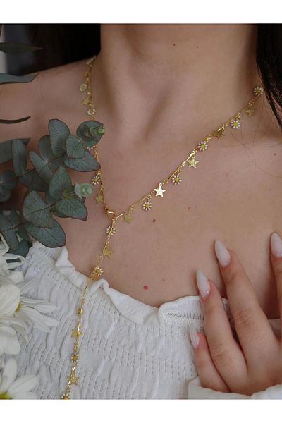 Reorah Collection Daisy Star Y Necklace-Daisy Y Necklace with Star
