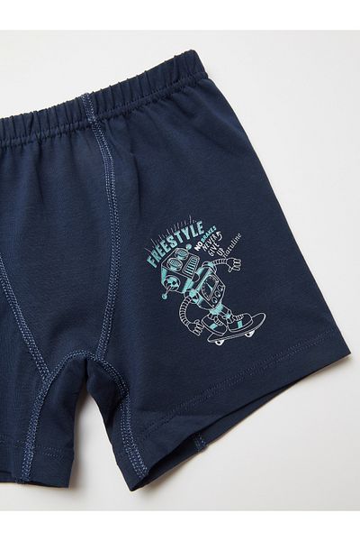 natuline Boy's Organic Cotton Boxer 4 Pieces Freestyle Robot 3505-4