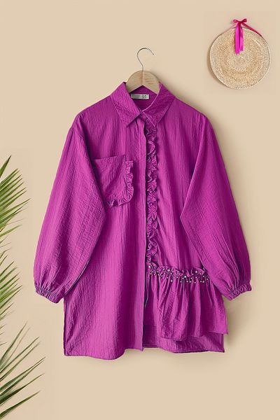MODAQU Fuchsia Arrival Tunic - Stone Detail on the Front