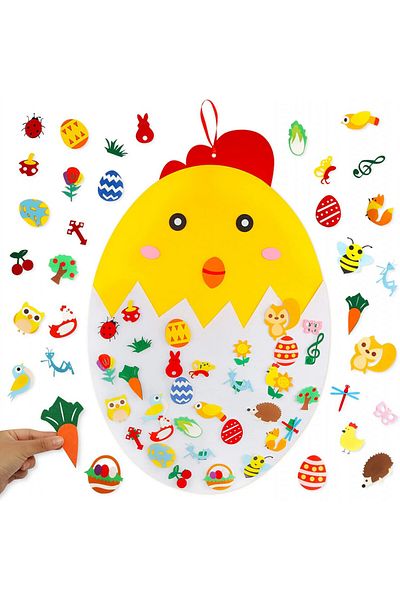 Yisscen Set oua de Paste cu 39 accesorii de decor, fetru, multicolor, 91 x 61 cm