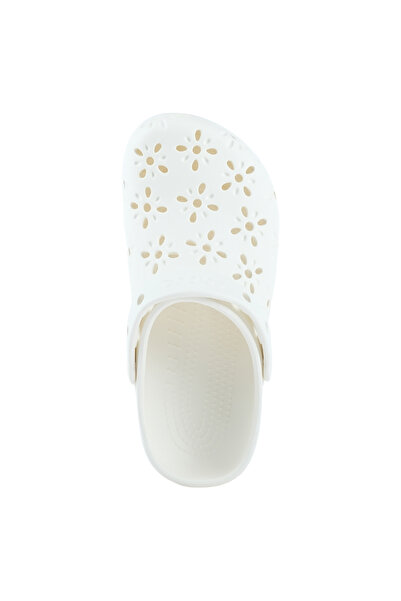 Crocs Classic Floral Cut Out Women's White Slippers (210927-0Wv)