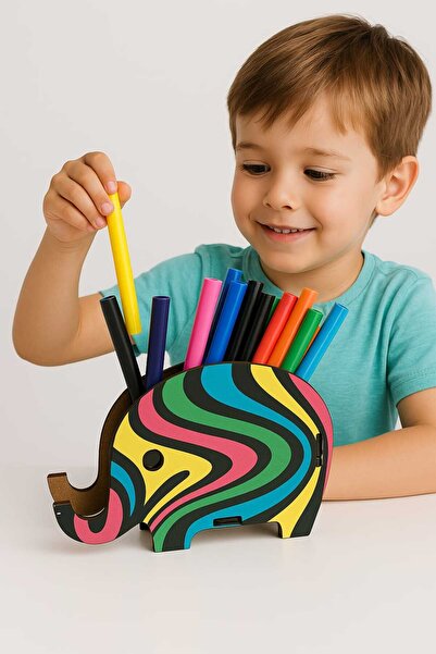 YAHO OYUNCAĞIN DOĞAL HALİ Ahşap Fil Kalemlik(KARNE HEDİYESİ)