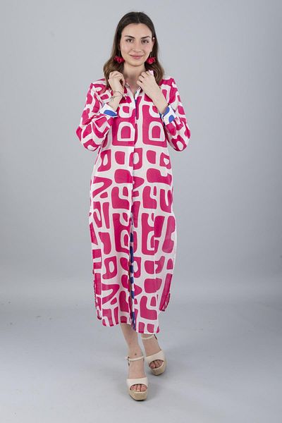 Bonitas Beachwear Ροζ γεωμετρικό πουκάμισο με μανίκια χωρίς πνεύμονες