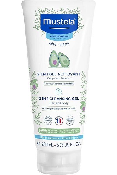 Mustela Gentle Cleansing Gel by Mustela 2-in-1 Baby Hair and Body Wash, 200ml