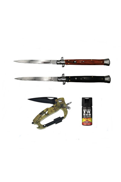 Depox Sada 2 nožů, pepřového spreje a multifunkční karabiny, IdeallStore, ner...