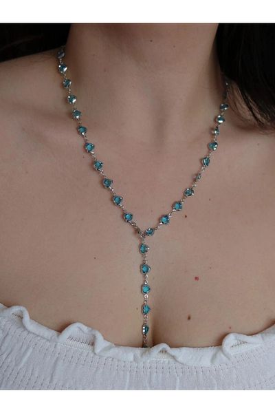 Reorah Collection Blue Heart Y Necklace-Blue Heart Y Necklace