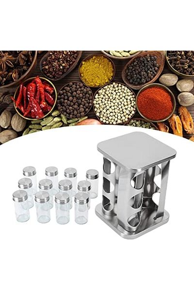 devigo Rotating Countertop Spice Rack, 12Pc Spice Rack Set
