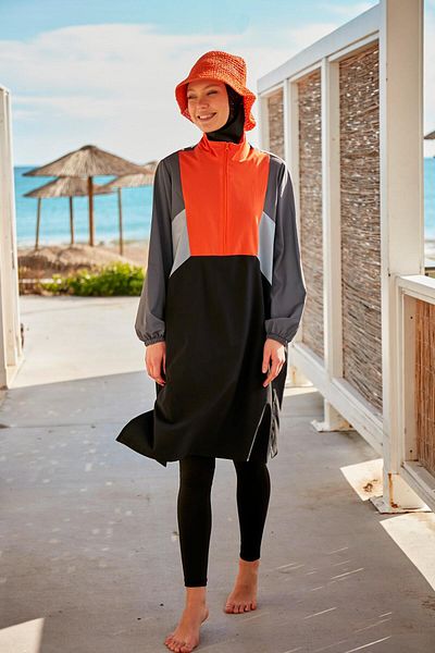 Marina Swimwear Black Parachute Hijab Swimsuit - M2430, Full Covered