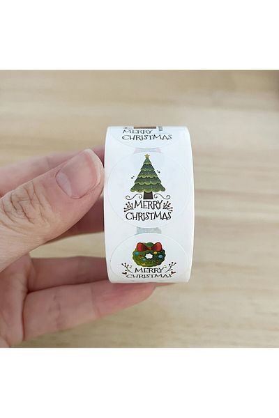 ROSIE 500Pcs Roll Merry Christmas Stickers