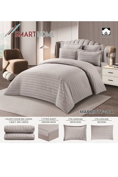 smart home Luxury Cotton Hotel Duvet Set Double Sided System, 4 Pieces Queen Size Hotel Bedspread 240X180cm