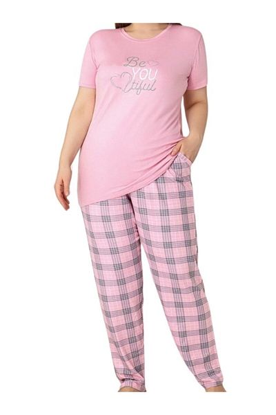 GUAVA+ Crew Neck Buttonless Women's Pajama Set Plus Size Summer Short Sleeve