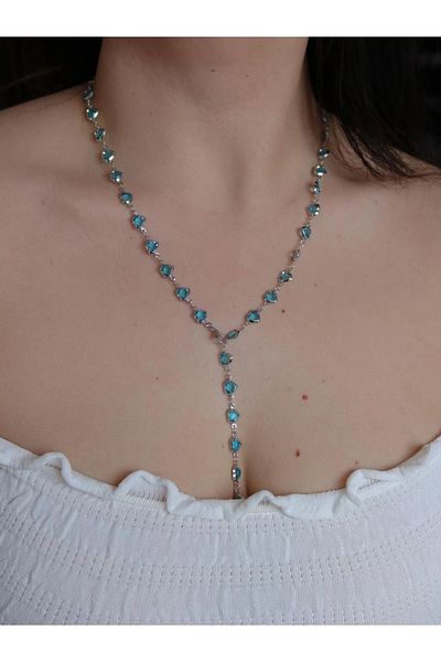 Reorah Collection Blue Heart Y Necklace-Blue Heart Y Necklace