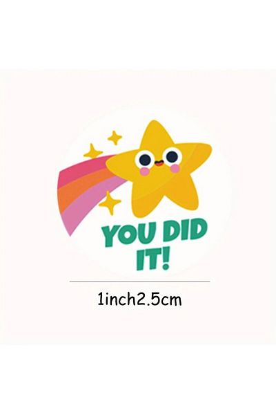 ROSIE 500Pcs 2.54cm Colorful Round Star Stickers and Encouraging Phrases