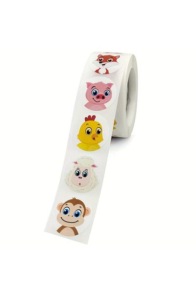 ROSIE 500Pcs Vivid Cartoon Animal Reward Stickers - 2.54cm