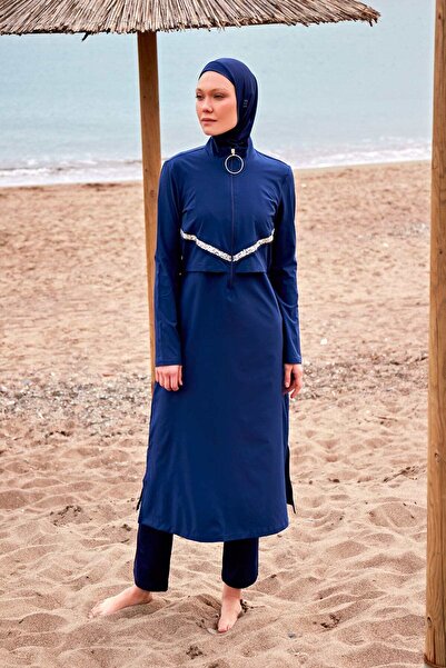 Marina Swimwear Paraşüt Lacivert Tam Kapalı Tesettür Mayo M2411