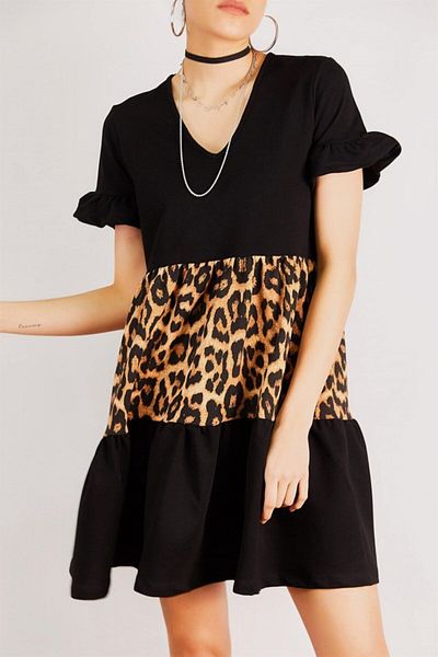 AQE FASHION Women's Ruffled Sleeve and Skirt Dress