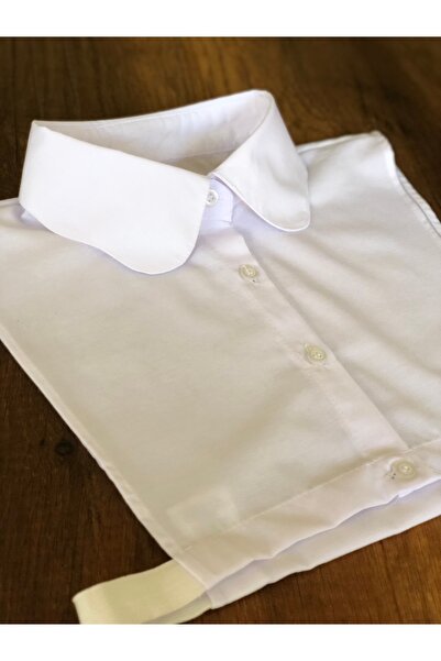 mirach Papatya Model Beyaz Gömlek Yakası Bebe Yuvarlak Romantik Zarif Yarım Gömlek Kolsuz Tesettür Boyunluk