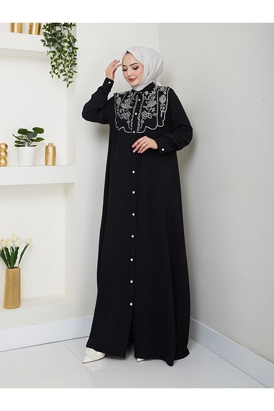 EFSUN MODA Nağışli Ας δούμε Το ιερό φόρεμα 814 μαύρο