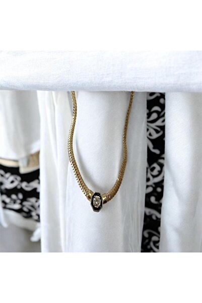 AURALE BASKI Gold Color Serenay Stone Necklace Bijouerie Steel Necklace