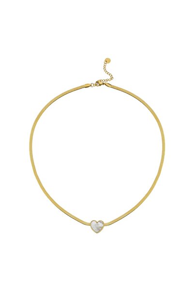 CHARMLUCKY Steel Pearl Heart Italian Chain Necklace