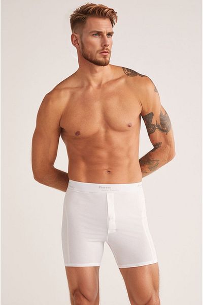 Kom Men's Double Button Long 2'Li Boxer