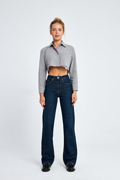 cracpot Kadın Yüksek Bel Düz Paça Comfort Jean Pantolon