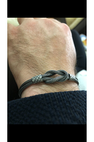 ES Jewelrygümüş Kazaziye Kalın Gemici Düğümü Gümüş Bileklik El Işlemi
