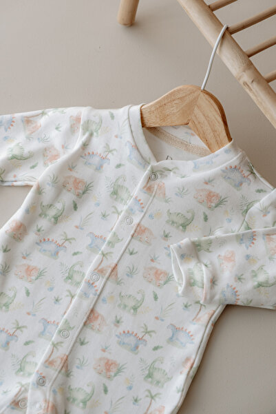 Daysie Baby Co 100% قطن، بذلة أطفال مع جوارب - دينو