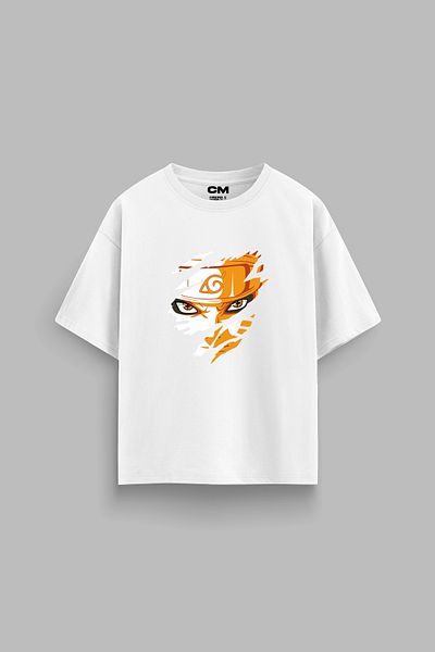 Sekizbiraltı Λευκό μπλουζάκι Unisex με στάμπα Naruto Ouzumaki 30/1