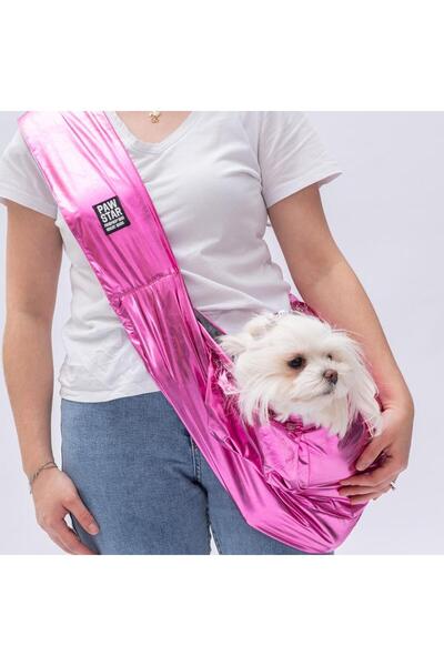 Pawstar Fuşya Parlak Crossbody Çanta Kedi Köpek Taşıma Çantası
