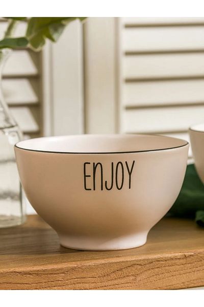 LC Waikiki Lcw Home Black Printed Ceramic Salad Bowl Set of 2 15 cm